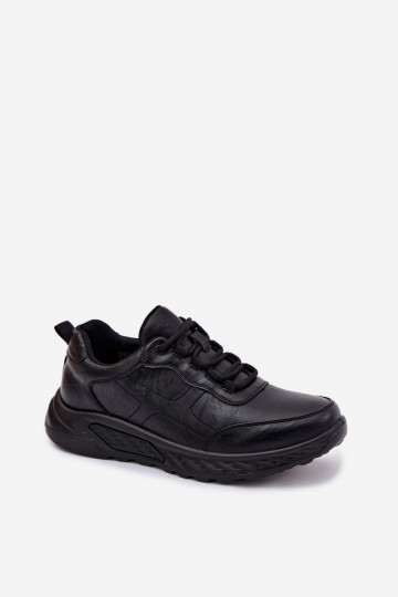 Zapatillas deportivas para hombres de piel sintética color negro Torven