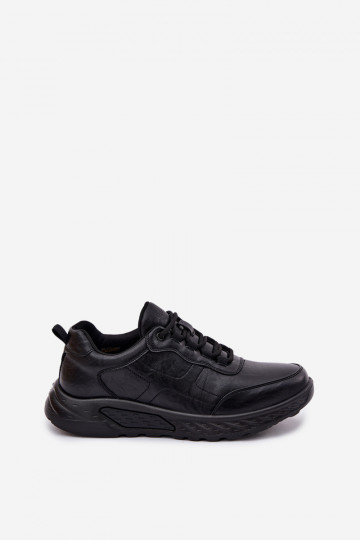 Zapatillas deportivas para hombres de piel sintética color negro Torven 2