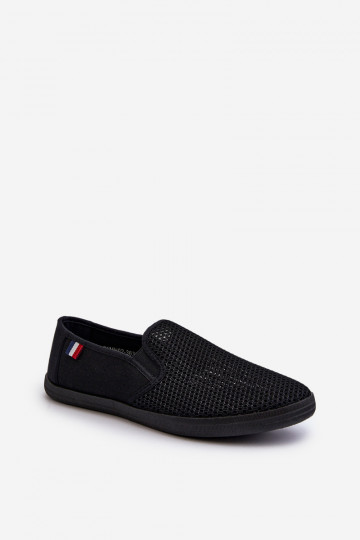 Zapatillas deportivas para hombres con elementos calados color negro Koboru