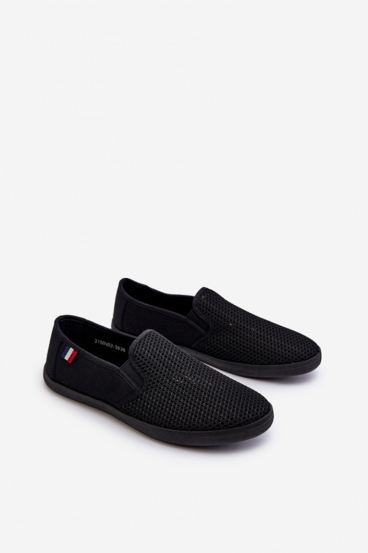 para los hombres con elementos calados Zapatillas zapatos casuales de color negro Koboru