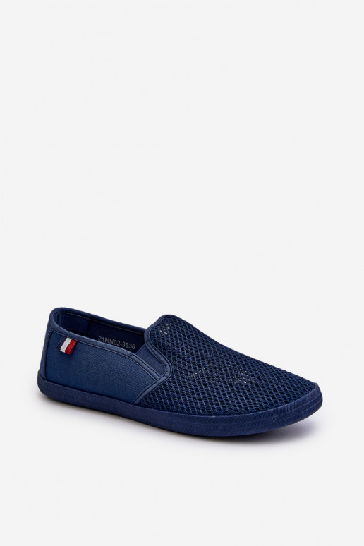 para los hombres con elementos calados Zapatillas zapatos casuales azul oscuro Koboru