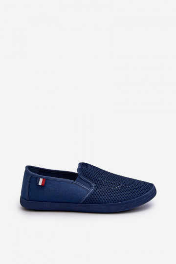 para los hombres con elementos calados Zapatillas zapatos casuales azul oscuro Koboru 2