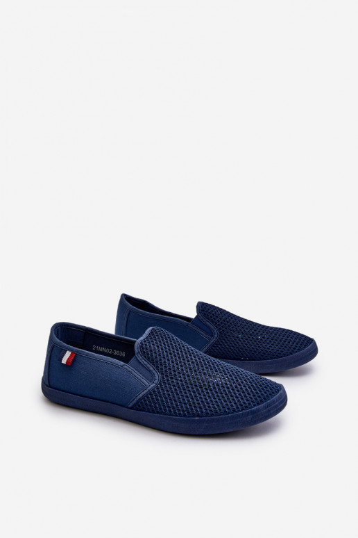 para los hombres con elementos calados Zapatillas zapatos casuales azul oscuro Koboru
