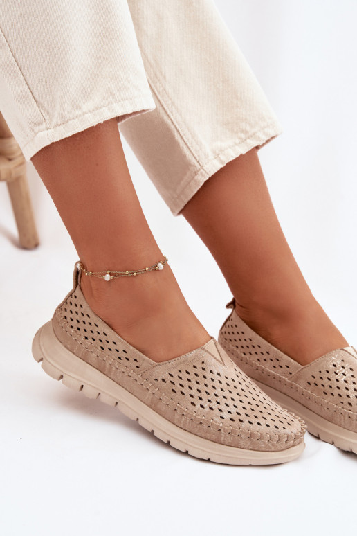 con elementos calados  mocasines de mujer Sergio Leone MK099H color dorado