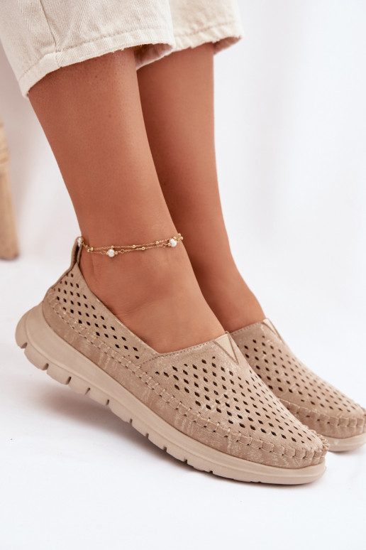 con elementos calados  mocasines de mujer Sergio Leone MK099H color dorado