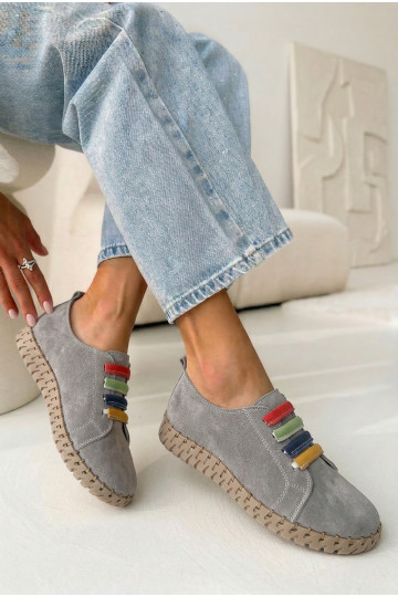 Piel de gamuza zapatos Femenino Vinceza 95377 color gris 2