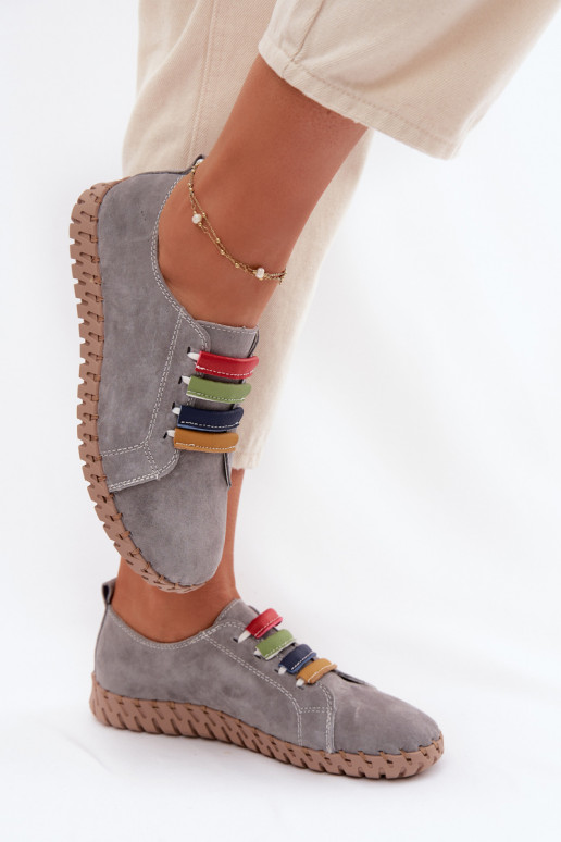 Piel de gamuza zapatos Femenino Vinceza 95377 color gris