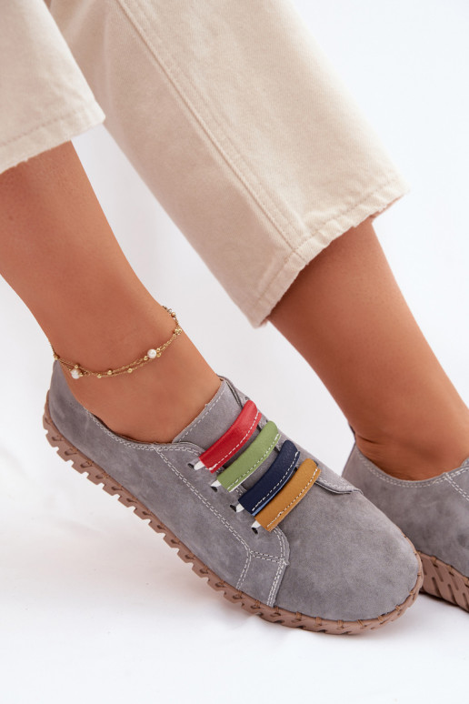 Piel de gamuza zapatos Femenino Vinceza 95377 color gris