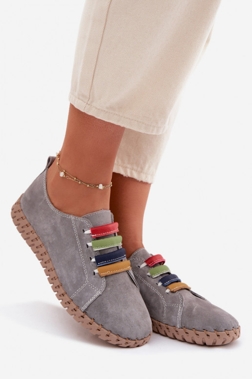 Piel de gamuza zapatos Femenino Vinceza 95377 color gris