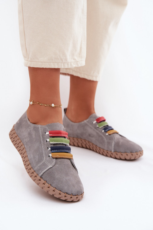 Piel de gamuza zapatos Femenino Vinceza 95377 color gris