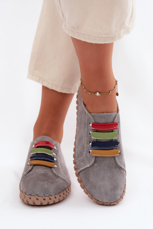 Piel de gamuza zapatos Femenino Vinceza 95377 color gris