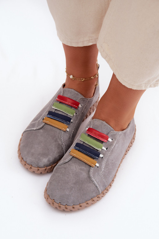 Piel de gamuza zapatos Femenino Vinceza 95377 color gris