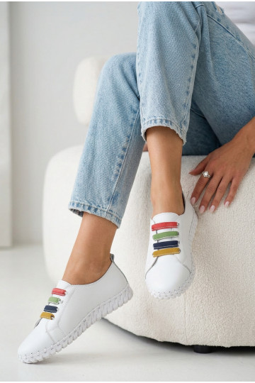 Piel zapatos Femenino Vinceza 95376 el color blanco