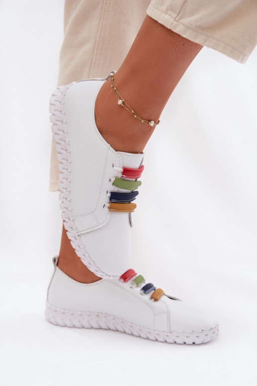 Piel zapatos Femenino Vinceza 95376 el color blanco