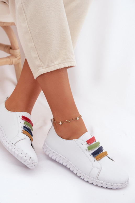 Piel zapatos Femenino Vinceza 95376 el color blanco