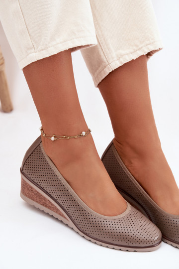 Zapatos de mujer con plataforma Vinceza 58629 color arena
