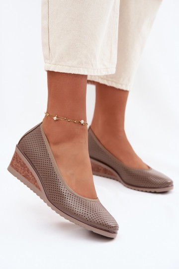 Zapatos de mujer con plataforma Vinceza 58629 color arena 2
