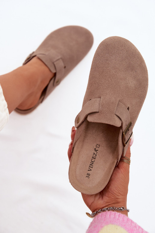 zapatillas de mujer ZuecosActivadoturalnego de gamuzau Vinceza 101332 beige