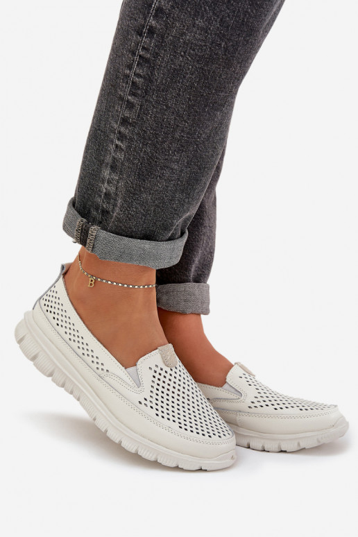  Piel con elementos calados Mocasines de plataforma de mujer el color blanco Tanelora