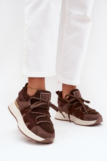 Zapatillas deportivas de mujer con plataforma color marrón Juvira 2
