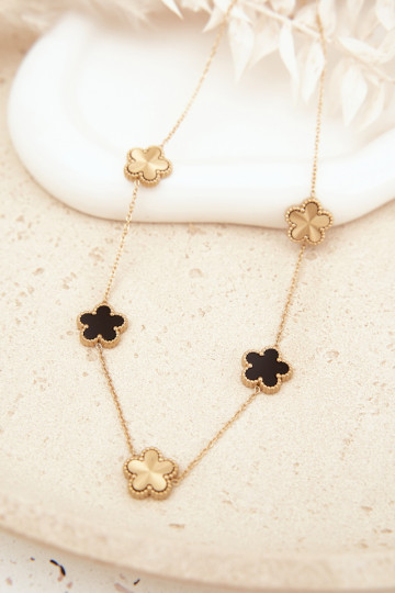 Collar de mujer con tréboles de acero inoxidable color dorado