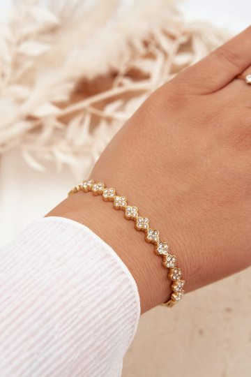 Pulsera de mujer con piedras brillantes color dorado