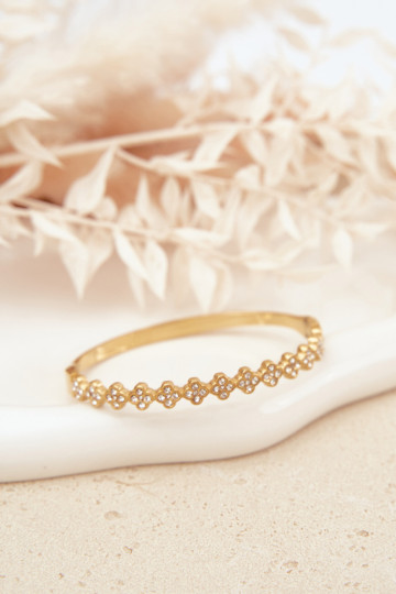 Pulsera de mujer con piedras brillantes color dorado 2