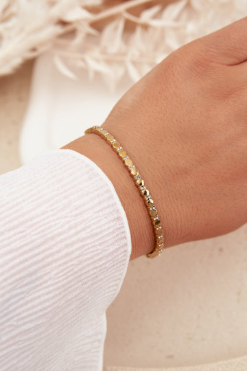 Pulsera de mujer con zafiros y circonitas de acero inoxidable color dorado
