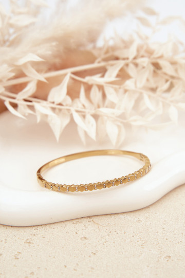 Pulsera de mujer con zafiros y circonitas de acero inoxidable color dorado 2