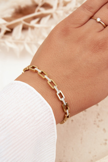 Pulsera de mujer decorada con circonitas cúbicas color dorado