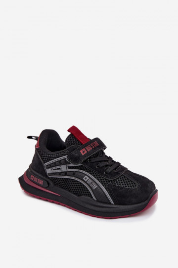 Zapatillas deportivas infantiles Big Star TT374152 HI-POLY SYSTEM color negro y burdeos