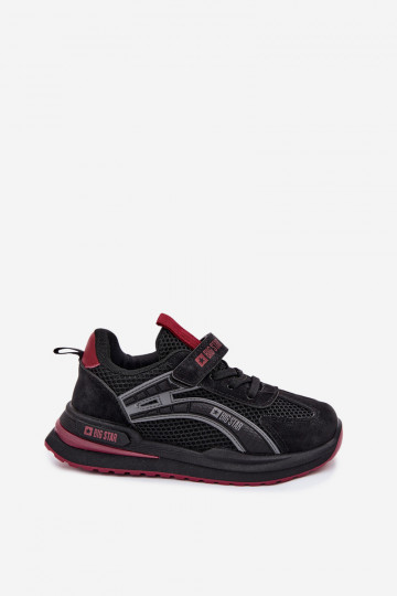 Zapatillas deportivas infantiles Big Star TT374152 HI-POLY SYSTEM color negro y burdeos 2