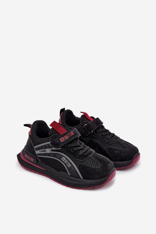 zapatos zapatillas de deporte para niños Big Star TT374152 HI-POLY SYSTEM Negro y-borgoña