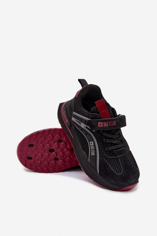 zapatos zapatillas de deporte para niños Big Star TT374152 HI-POLY SYSTEM Negro y-borgoña