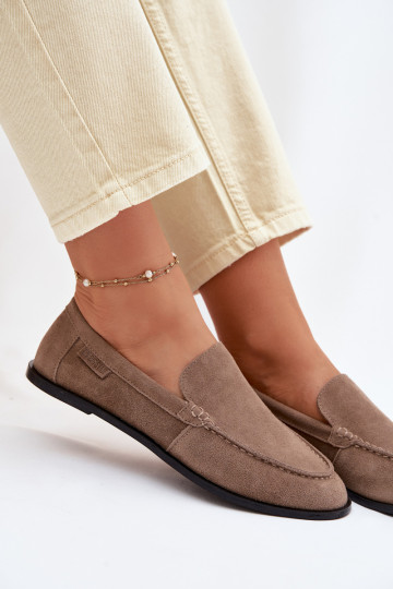 Mocasines de ante natural para mujer Big Star TT274207 color arena