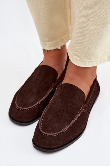 Mocasines de ante natural para mujer Big Star TT274208 color chocolate