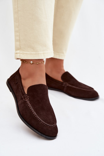 Mocasines de ante natural para mujer Big Star TT274208 color chocolate 2