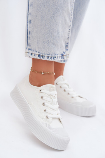 Zapatos casuales con plataforma Big Star TT274269 color blanco 2