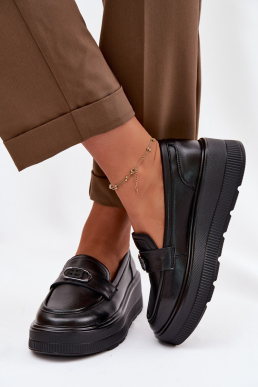 Piel Mocasines de plataforma de mujer Vinceza 39974 de color negro