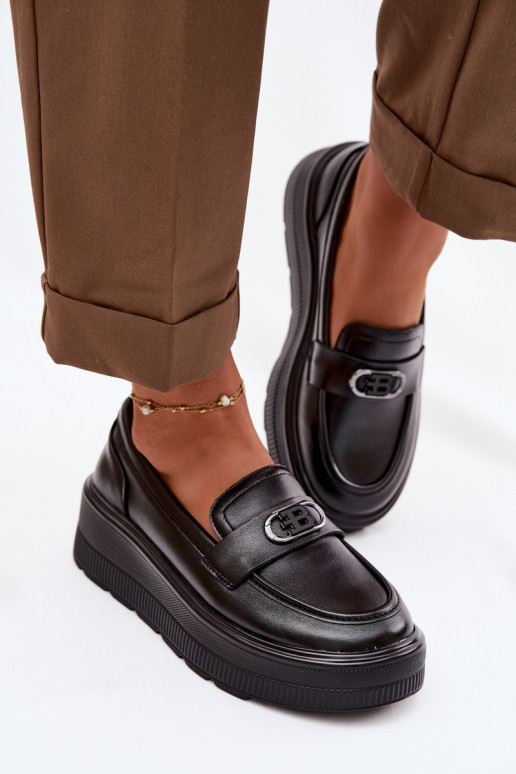 Piel Mocasines de plataforma de mujer Vinceza 39974 de color negro