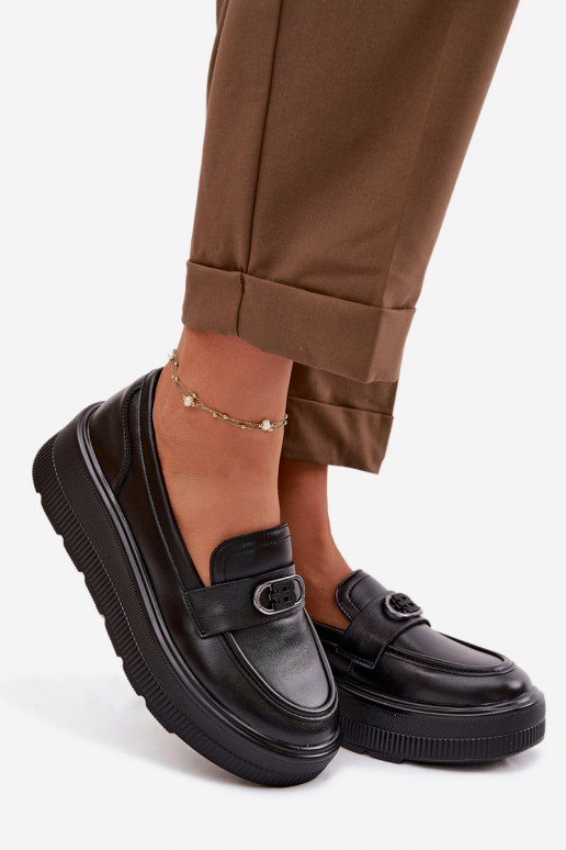 Piel Mocasines de plataforma de mujer Vinceza 39974 de color negro