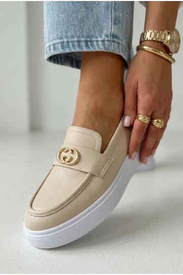 Piel Mocasines de plataforma de mujer Vinceza 39974 beige 2