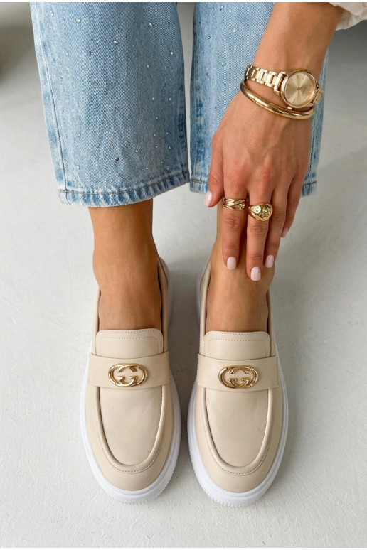 Piel Mocasines de plataforma de mujer Vinceza 39974 beige