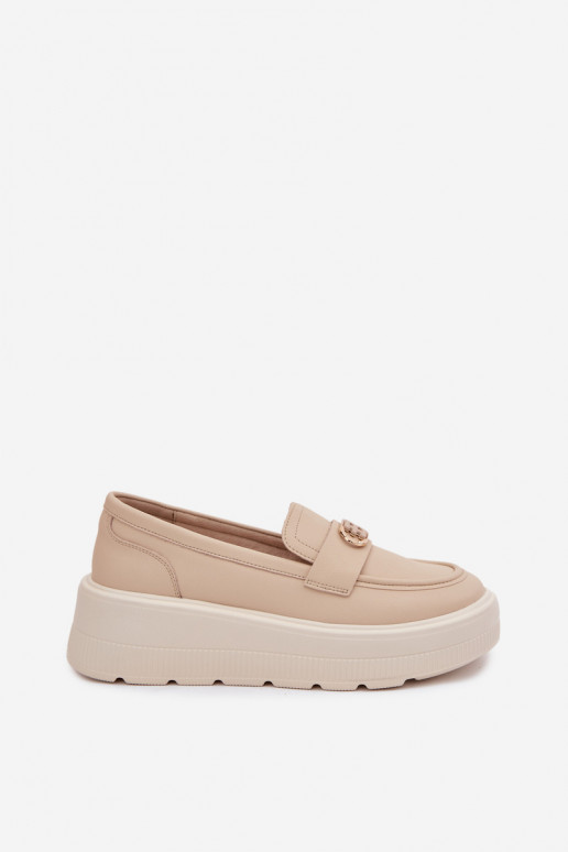 Piel Mocasines de plataforma de mujer Vinceza 39974 beige