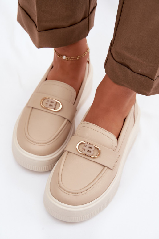 Piel Mocasines de plataforma de mujer Vinceza 39974 beige