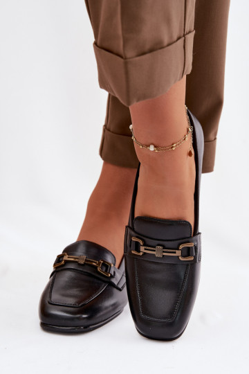 Zapatos de piel para mujer con adornos Vinceza 39978 color negro