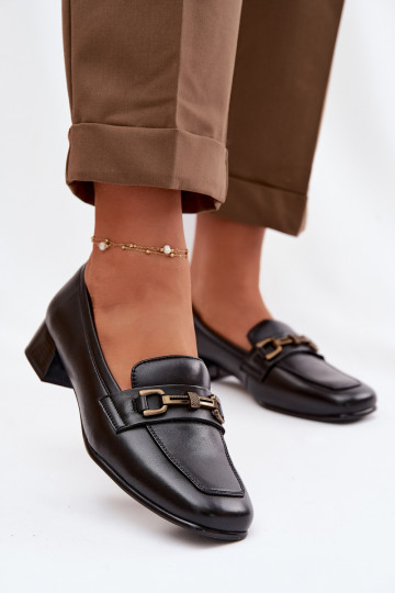 Zapatos de piel para mujer con adornos Vinceza 39978 color negro 2