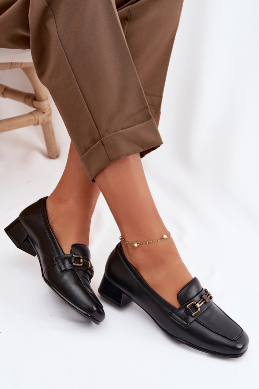 Piel zapatos Femenino reloj con adornos Vinceza 39978 de color negro