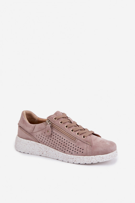 de gamuza zapatos Femenino con cremalleras beige Cemela