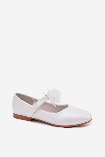 Bailarinas para niña con adornos y tira Vinceza 13277 color blanco perlado